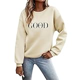 Generisch Pullover Damen Sweatshirt Briefe Drucken Langarm Rundhals Pulli Herbst Winter Frauen Buchstaben Druck Locker Casual Oberteil Sport Streetwear Sweatshirts ohne Kapuze Bluse Tops