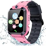 Smartwatch Kinder, Kinder Smartwatch mit GPS mit SIM, Smart Watch Kinder Wasserdichte Anruf mit Sprachchat Voice Chat Telefon Kinderuhr SOS Spiel Kamera Musik, Geschenk für Junge Mädchen Studenten