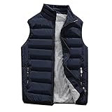 Generisch Outdoor Weste Herren, Winter Angelweste Bodywarmer Mit Taschen Lässig Funktionsweste Herren Steppweste Monklea Jacke Dünn (M, Dark Blue)