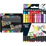 Faber-Castell 116490 - Buntstifte Black Edition, 100er Metalletui, bruchsicher, für Kinder und Erwachsene & 116452 - Filzstifte Set Black Edition 20er Etui, mit Pinselspitze, für Kinder und Erwachsene