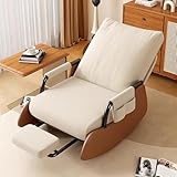 GHIBFBT Schaukelstuhl mit Verstellbarer Rückenlehne & Fußstütze | 3-Stufen Relaxsessel Ergonomisch Schaukelsessel | Bequemer Relaxstuhl für Wohnzimmer, Schlafzimmer & Balkon