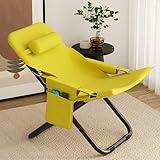 Leichte Campingstuhl for den Außenbereich, Gartenliege mit Kopfstütze und Seitentaschen, Campingliege zum Lesen am Pool