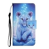 MUTOUREN Handyhülle Kompatibel mit Motorola Moto E13 Hülle PU Leder Kratzfeste Schutzhülle mit [Kartenfächern] Flip Wallet Case Cover Klapphüllen Brieftasche - Leopard