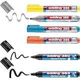 edding Flipchartmarker Set Highlight + Shading - 6er-Set - 4x Flipchart-Effektmarker + 2x Flipchartmarker - Perfekte Mischung der Marker zum Arbeiten auf allen Papieren - trocknet nicht aus