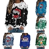 Dasongff Weihnachtspullover Damen Lustig,Sweatshirt Damen Oversized,Modische Weihnachten Winterpullover Warme Strickpulli Autumn Langarmshirt Freizeit Sweater Weihnachten Geschenk