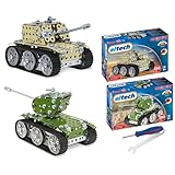 Eitech Metallbaukasten - Panzer, Spielzeug Panzer Modellbausatz für Jungen und Mädchen, Geschenk Kinder ab 8 Jahre, Motorikspielzeug, Modellbau (2er Set)