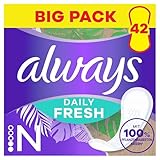 Always Daily Fresh Slipeinlagen Normal, mit 100 % pflanzenbasierten Fasern, 42 Stück, ohne Duft (42 ks)