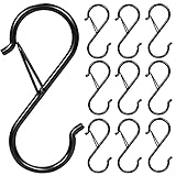 HQCM S Haken Edelstahl, 10 Stück S-förmige Haken Schwerlast Metall haken 3.5in/9CM Belastbar bis 20KG Schwarz Edelstahlhaken Anti-Rost Haken für Küche Badezimmer Schlafzimmer Draussen
