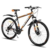 Hiland 26 Zoll Mountainbike MTB 17 Zoll Aluminiumrahmen Scheibenbremse Speichenräder Jugendliche Fahrrad Herr Damen Schwarz&orange