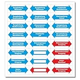 Etiketten zur Rohr-Kennzeichnung für Pool-Verrohrungen I 24 Aufkleber I 50 x 20 mm I mit Blanko Pfeilen zum Beschriften I Fließrichtung Pfeil-Aufkleber I bm221