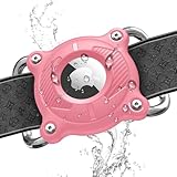 Wanme für Hundehalsband Halter, Wasserdicht Hülle, Robustes Bissfestes Material, Leichte Apple Schutzhülle, Mit Abnehmbarem Metallring (Rosa)