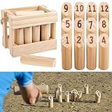 HIULLEN Kubb Spiel Wikingerspiel, Wikinger Wurfspiel Set, Skandinavisches Wurfspiel, Holzspiel Wikinger Schach, Holzwurfspiel Outdoor Wurf Schach Spiele für Kinder und Erwachsene