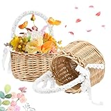 HEKOBAG 2 Stück Blumenkorb Hochzeit Blumenkinder Korb Mini Streukorb Blumenmädchen Körbchen 20 * 11cm Weidenkorb Hochzeit Streukörbchen Kleiner Blumenstreukorb Geflochtener Blumenkorb für Tischdeko