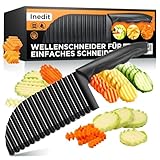 nedit Wellenmesser - Wellenschneider - Riffelmesser - Wellenschnittmesser für Erwachsene und Kinder - Buntschneidemesser aus Edelstahl für Gemüse und Obst - Langlebig