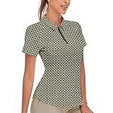 Soneven Damen Golf Poloshirt Leichtes Sportshirt Tailliert Karierte Bluse UPF 50+ Kurzarm 1/4 Reißverschluss Schnelltrocknend für Golf Tennis