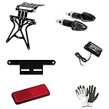 KOMPATIBEL MIT YAMAHA YFM 700 R KIT KENNZEICHENHALTER FÜR MOTORRAD + 2 LED BLINKER + KENNZEICHENLICHT + CATARIF + SUPP CATARIF ALLE LAMPA UNIVERSAL ZUGELASSEN