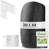 FISO® Teichnetz - 3x4m I Vogelschutznetz engmaschig, robust, witterungs- & UV-beständig I Schwarzes Teich Netz feinmaschig (15x15mm) I Netz zum Schutz von Teich, Balkon, Kirschbaum & Mehr