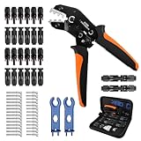 QOUBNIC Solar Crimpzange Werkzeug Set für 2.5/4/6mm² PV Kabel, IP68 Wasserdicht 14 Paar Kabelstecker Solar Crimpzange Set 12 Paar Männlich/Weiblich Stecker und 2 Schraubenschlüssel