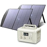 ALLPOWERS Solargenerator R600 mit 2x 100W Solarpanel SP027, 600W AC/100W USB-C/15W Kabelloses Ladegerät Ausgang Tragbare Powerstation, 299WH LiFePO4 Batterie, Mobile Stromversorgung für Reise Camping