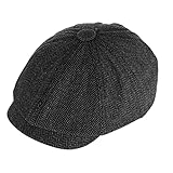 Lusofie Schiebermütze Newsboy Cap Herren Baumwolle Ballonmütze Verstellbar Barrett Mütze Schirmmütze Irischer Hut Angelhut Golfhut Schwarz Einheitsgröße Baskenmütze Herren Winter
