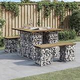 Gecheer Gartentisch aus Gabionen 100x102x72 cm Kiefernholz Imprägniert, Gabionenwand Gabionenbank für Innenhof Landschaftsbau Poolumrandung834370