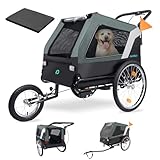 DAISTERN von BSWAY Fahrradanhänger Hunde bis 45KG, Hundeanhänger Gefedert Hundebuggy Hundewagen mit Verdickter Oxford-Stoff, 4D Faserkissen, Doppelte Bremsen, Anhängerkupplung für Fahrrad E-Bike