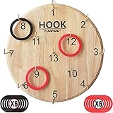 TUAHOO Ringwurfspiele mit 12 Wurfringen, Wurfspiel für draußen Kindergeburtstag& Party, Hook Ring Toss Brettspiele