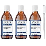 3X 100ml Chlordioxid-Lösung 0,3% – CDL/CDs in Braunglasflasche & HD-PE Pipette zum Tropfen