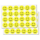 25mm Gelb Glücklich Gesicht Smile Aufkleber Sticker - 1800 Stück