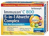 tetesept Immusan C 800 5-in-1 Depot Complex – 1 x 90 Tabletten (3 Monatspackung) – für das Immunsystem – Nahrungsergänzungsmittel mit Vitamin C, D, B12, Zink und Selen