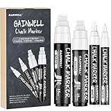 GAINWELL 4er Pack weiße Kreidemarker - Reversible Jumbo- und Feinspitzen - 3mm, 6mm, 10mm, 15mm - Verwendung auf Kreidetafel, Whiteboard, Glas