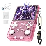 R36XX Retro Handheld Spielekonsole 128G,30000+ Spiele,12 Emulatoren,3000mAh,tragbare Videospielkonsole mit 3.5-Zoll-IPS-OCA-HD-Bildschirm,640*480P,Open Source Linux System,Dual 3D Joystick (Rosa)