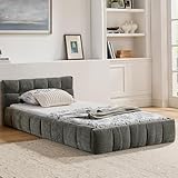HYSZ Kinderbett,polsterbett,Einzelbett,mit seidig weichem Chenille - Bezug,aus ökologischem Eukalyptusholz und stabilem Eisenrahmen, einfache Montage, (ohne Matratze) (Dark Gray, 90×200cm)