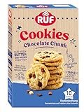 RUF Chocolate Chunk Cookies, Backmischung für helle Kekse im American Style mit triple Schoko-Stückchen, innen chewy, außen knusprig, 10 Cookies, 360 g