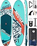 MOUSA 28,9 x 86,4 cm extra breites aufblasbares Stand-Up-Paddle-Board, stabiles ultrabreites SUP für 2 Personen/Familie mit Schultergurt, 1600D Rucksack, Allround-Sup-Board mit schwimmfähigem Paddel,