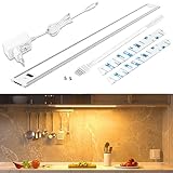 WOBSION 42CM LED Unterbauleuchte Küche Dimmbar mit Berührungsloser Sensor,Warmweiß Unterbau Lichtleiste für Unterschrank Beleuchtung,3000k Ultra Dünn Lampe für Küchenschrank,Werkbank,390 Lumen