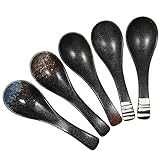Cabilock 5 Stück Teiliges Vintage Keramiklöffel Praktische Suppenlöffel und Reislöffel für Zuhause für Suppen und Reisgerichte Aus Hochwertigem Keramikmaterial Komfortabler Griff Einfache