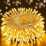 Ollny Lichterkette außen Batterie, 10M 100 LED Lichterkette innen, wasserdicht Lichterkette Batterie warmweiß für outdoor Balkon Camping Zimmer Party Garten(keine Batterie)