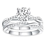 Molioaki Verlobungsring Damen 925 Sterling Silber Unendlicher Diamantring 1.25Karat Brillantschliff 5A Zirkonia Ring Set Schmuck für Braut Hochzeit Eheringe Verlobung Hochzeit Geschenk-52