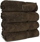 FTB Klassisches Badetuch-Set, 4-teilig, 68 x 137 cm, Schokoladenbraun, 4 Badetücher