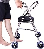 Rollator Walker mit gepolstertem Sitz, leicht, zusammenklappbar, 4 Räder, Mobilitätshilfe für ältere Menschen mit Behinderung, höhenverstellbar, tragbar