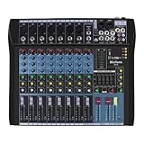 Live Mischpult Micfuns Professionelles 8 Kanal Stereo Sound Mischpult Bluetooth USB Aufnahme Computerwiedergabe Phantomspeisung USB DigitalAudio Mixer Verstärker