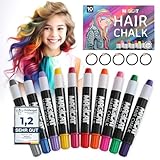 Magicat Premium Haarkreide für Mädchen Set I 10 Farben & 5 Haargummis I Auswaschbar & Ungiftig I Ideal für Kreativität & Spaß I Haarkreide für Kinder I Prüfengel Institut Note 1,2