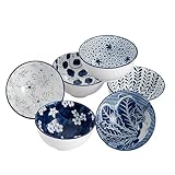 Swuut Keramik-Snackschüsseln 6er Set im japanischen Stil, Blau und Weiß Schalen, 11 cm Kleine Reisschüsseln Set, China Suppenschüsseln (11,4 cm)