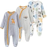 Kiddiezoom Baby-Jungen Mädchen Schlafstrampler, 3er Pack
