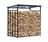 QUICK STAR Metall Kaminholzregal Anthrazit XXL 185 x 100 x 185 cm XXXL Garten Kaminholzunterstand 3,5 m³ Kaminholzlager Stapelhilfe Aussen