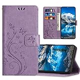 JZASES Hülle für iPhone 6s Plus/iPhone 6 Plus, PU Leder Handyhülle, Klappbar Prägung Brieftasche Stoßfeste Schutzhülle Kompatibel mit iPhone 6s Plus/iPhone 6 Plus, Violett