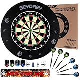 Dartscheibe Kork mit PU Schutzring,Dartscheibe Steeldart Dartscheibe mit Schutzring Steeldartscheibe Dartscheibe Profi mit Pfeilen 6 Dartpfeile