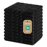 Lavea 10er Set Seiftuch 30x30 cm – Hochwertige Gästehandtücher 30x30 aus 100% Baumwolle, Frottierserie Elena – Saugstark, Waschbar und Strapazierfähig - Schwarz