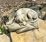 Schlafender Hund Statue | Nachbearbeiteter Stein Tier Beton Garten Ornament Dekor